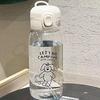Plastik-Wasserflasche Wasserbecher mit Strohhalm Einfach Große Kapazität Tragbar Sturzfest und Tragbarer Becher Cartoon Eis-Saugbecher Hüpfender Plastikbecher