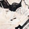 Set de lenjerie intimă franțuzească sexy pentru femei Set de sutien cu broderie din dantelă ultra subțire, confort de vară, sutien respirabil și seturi de lenjerie cu spatele T