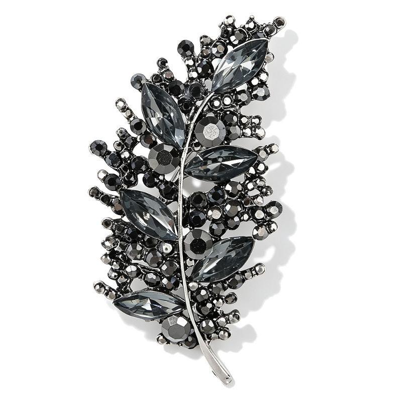 Rhinestone Feather Brooches For Women Unisex Creative Pins For Party Event Backpack Clothes Accessories