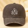 Drum Print Retro Washed Baseball Cap Adjustable For Both Men And Women, Suitable For Outdoor Sports, Camping, And Leisure