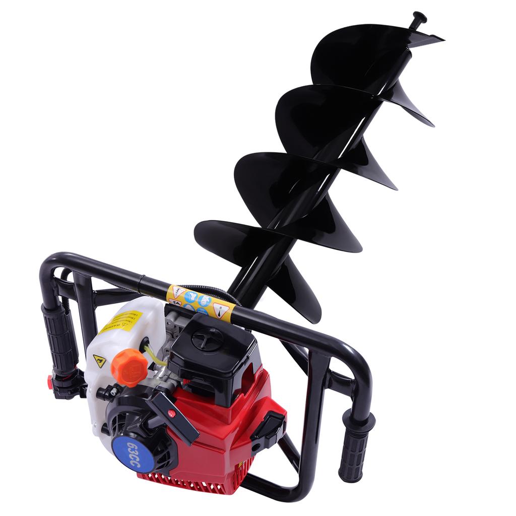 63CC 2-Takt Motor Erdbohrer Rutschfest mit 12-Zoll Bohrer-Set Bohrer Zaun Baum Pflanzen