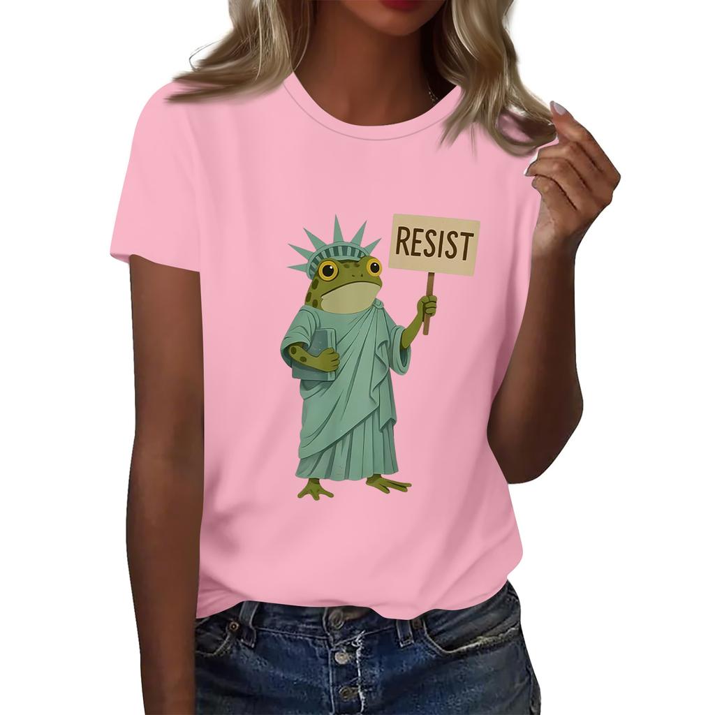 Women's Printed Round Neck Short Sleeve Top