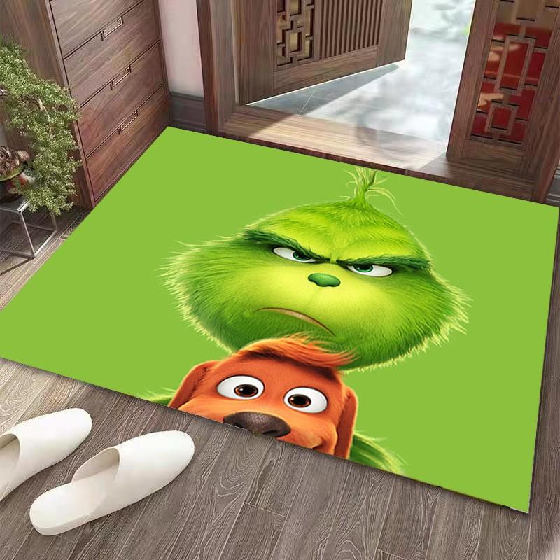Grinch Christmas Doormat Non-Slip Floor Mat Entryway Hallway Living Room Holiday Decor Square Washable Rug