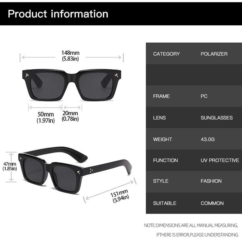 Outdoor Driving Rivet Square Sunglasses Women Men Luxury Designer Vintage Punk Eyeglasses UV400 Protection