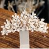 Corona di Perle Fatta a Mano Gioielli per Capelli da Sposa Tiara da Matrimonio Accessori per Capelli Bianco