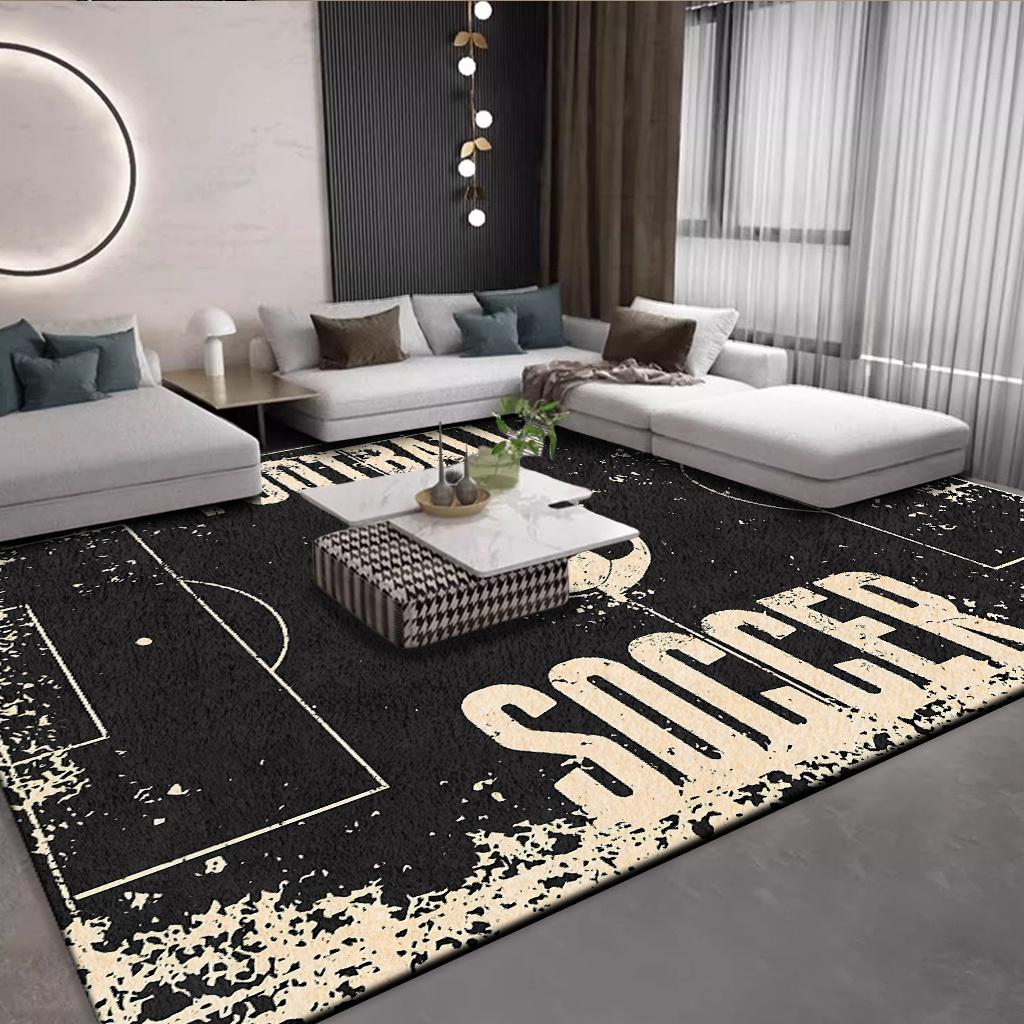 

Soft Thickened Area Rectangular Rug, Vintage Soccer Patterned Carpet, Machine Washable, Non-Slip Dot Plastic Backing, Soft And Comfortable 100cm x 150cm