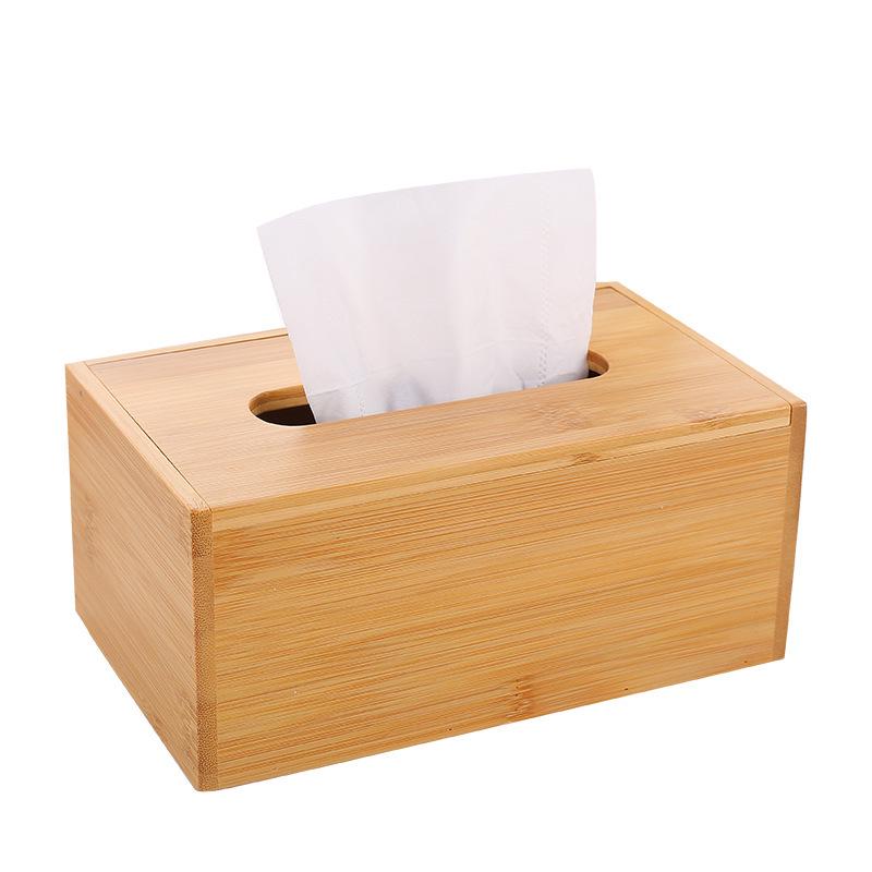 Bamboo Wood Paper Towel Box - Modern Desktop & Car Storage, Creative Bamboo Material, Suitable for Home.
