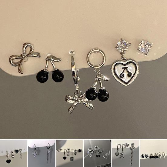 1 Set Damen Ohrringe Süß Cool Gothic Mehrere Stile Elegant Geschenk Legierung Liebesherzförmig Creolen Hänge Stecker Ohrringe Set für Verabredungen