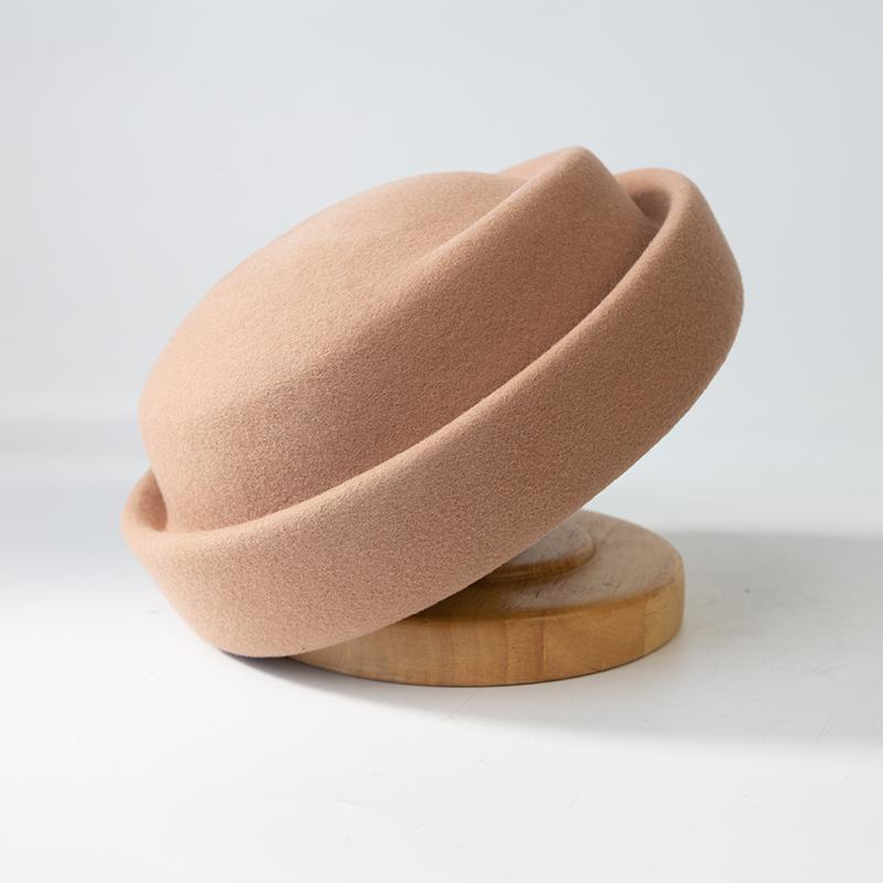 New 100% Wool Beret Women Winter Hat Felt Fedora Fascinator Hats Wedding Party Pillbox Stewardess Church Hat Elegant Cap Female
