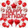 Balões de Aniversário Iysoll Decoração Feliz Aniversário Balões Coração Vermelho Confete de Papel Fita Dupla Face Fita Celebração de Festa Surpresa Vermelho