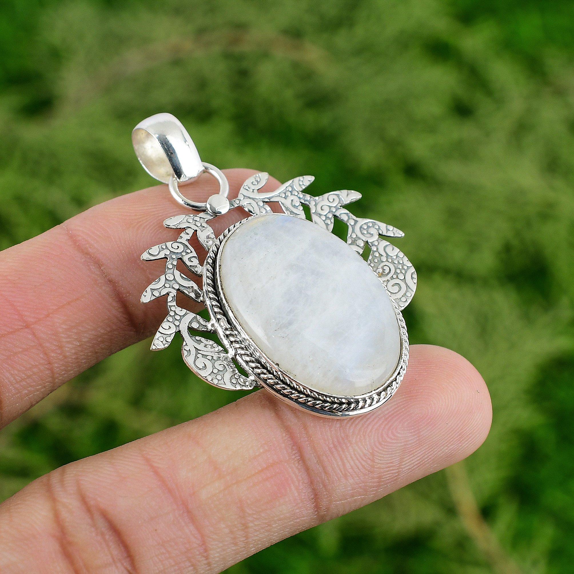 

Rainbow Moonstone Stone Sterling Silver Wedding Handmade Unique Pendant Jewelry