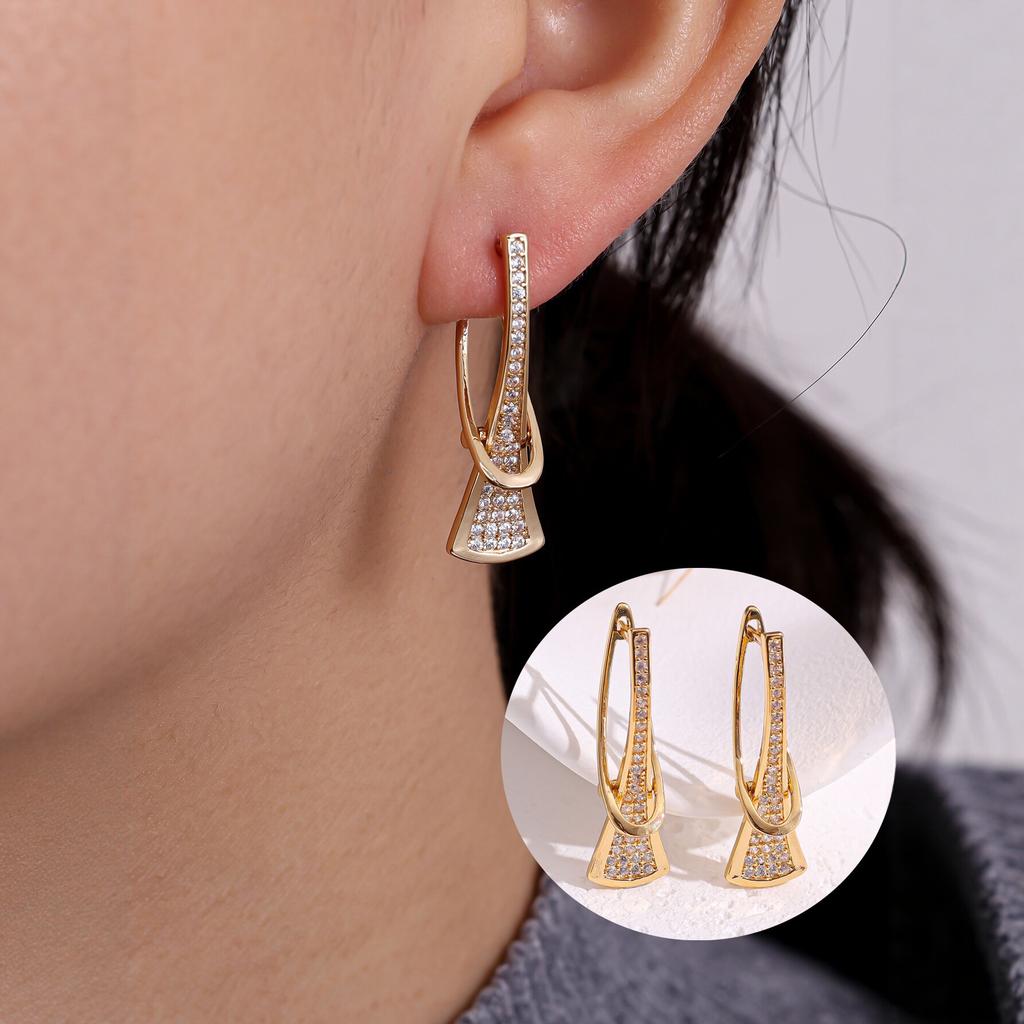 Luxury Zircon Stud Earrings For Women Minimalist Versatile Fashionable Personalized Jewelry