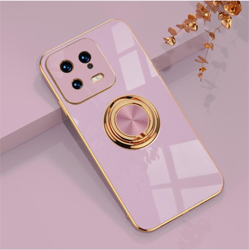 Magnetická adsorpce do auta 6D pokovování TPU pouzdro s kroužkem pro Xiaomi 14T 14 13 13T 13x 12T 12 12S 12X Pro Lite Zadní stojánek Kryt nárazníku Potector