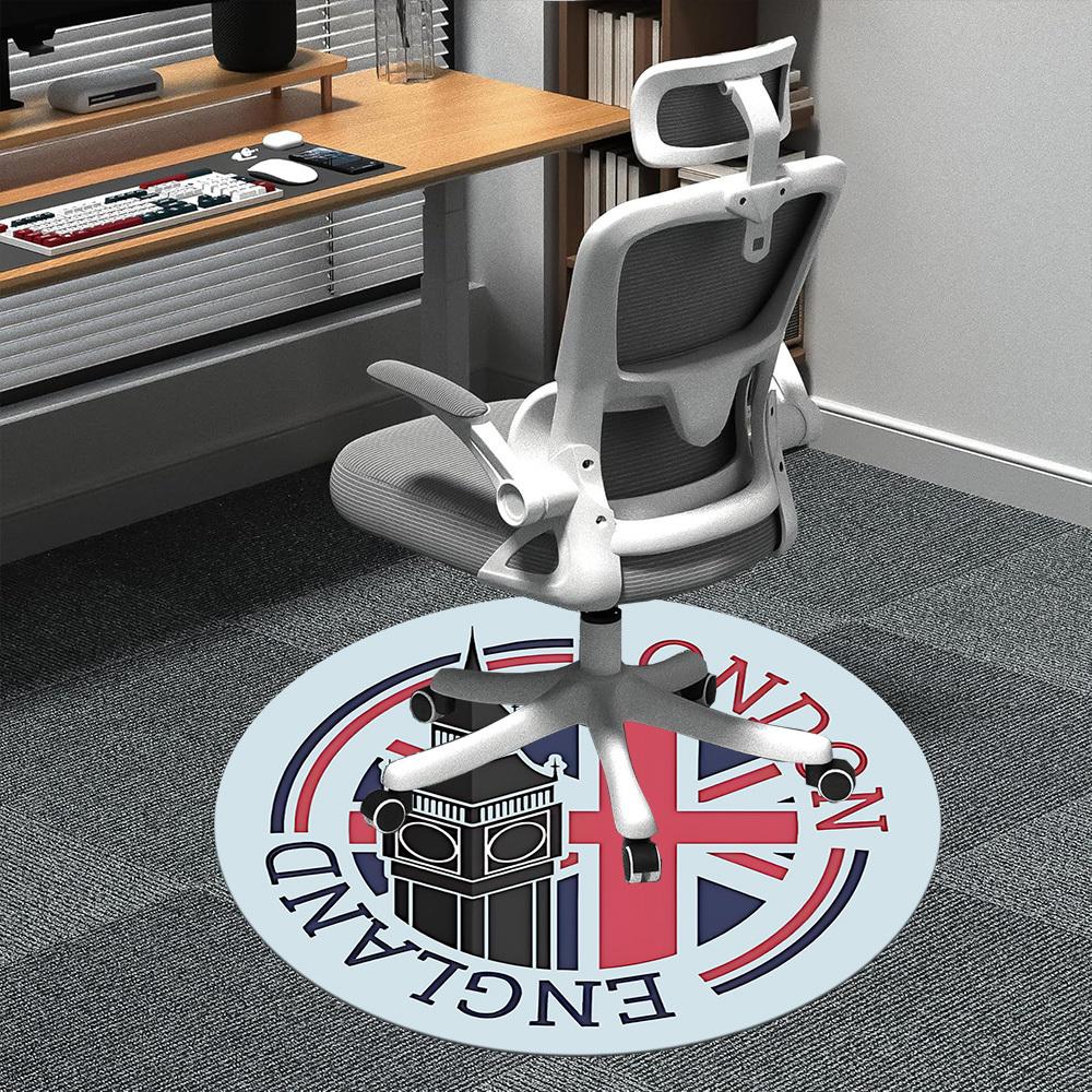 1pc London England Office Round Area Rug, Indoor Mat Suitable ForOffice, Under Office Chairs Bedroom Living Room Home Decor, Room Deco,  N51