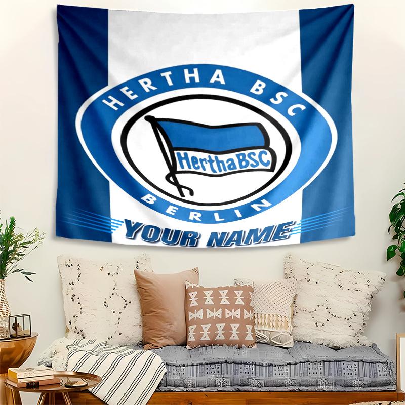 Hertha BSC Tapestry with Custom Name Wall Hanging Room Background Cloth Home Decor Beach Mat Yoga Mat Sofa Bed Sheet
