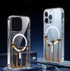 Cartoon Deer Magnetic Transparent Phone Case for iPhone 14/15/16/17 Pro Max - Full Coverage Protection