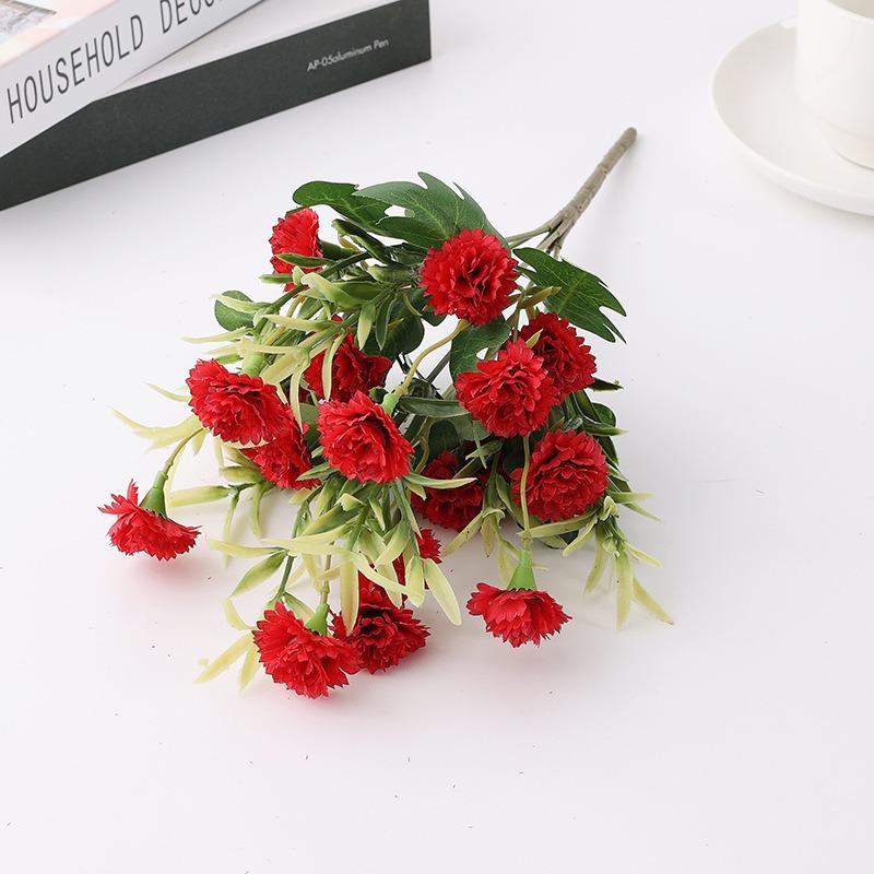 4 Bunches Fake Flower with Stems Small Carnation Artificial Flowers Bulk Silk Carnation Flowers for Outdoors Wedding Home Hotel Decorations