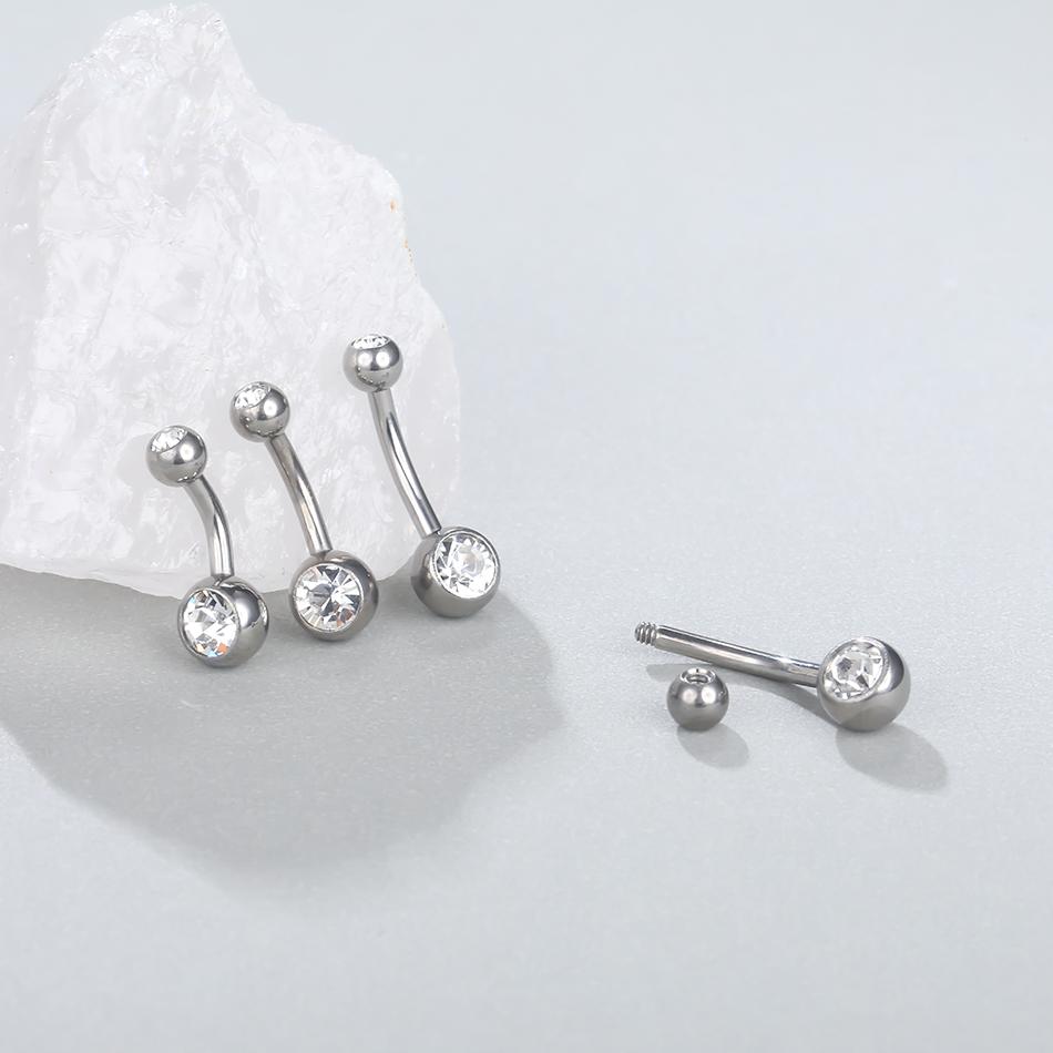 1 PZ Titanio G23 14G Oro Anelli Ombelico Piercing Ombelico Piercing Ombelico Gemma CZ 6/8/10/12mm Barra Piercing Ombelico Gioielli Sexy