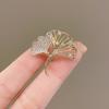 Women Brooch High-Gloss Rhinestone Inlay Sparkling Ginkgo Leaf Design Lapel Pin Non-Slip Buckle Scarf Badge Clothing Bags Accessories