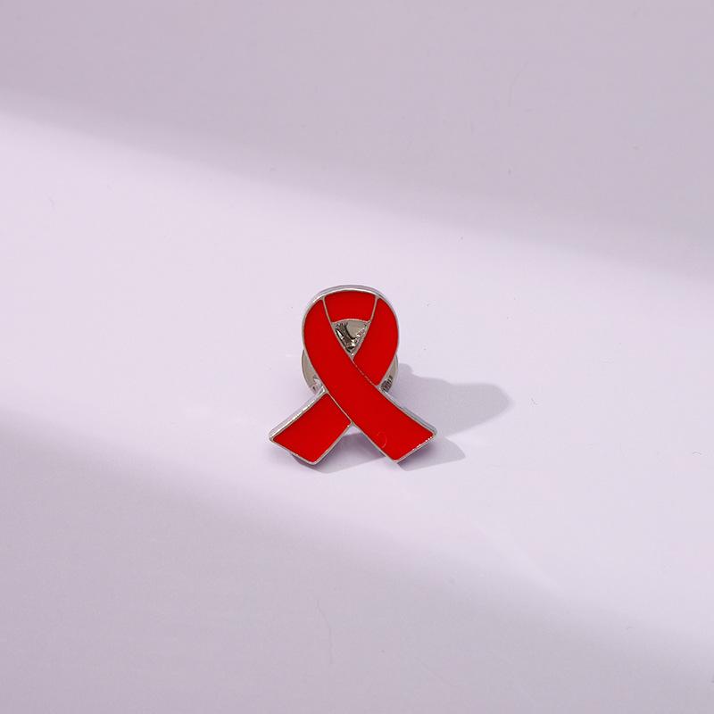 Heart-shaped Red Ribbon Logo AIDS Badge Brooch for Women Brooches Pin Badges Alloy Backpack Icons Girls Jewelry Gift