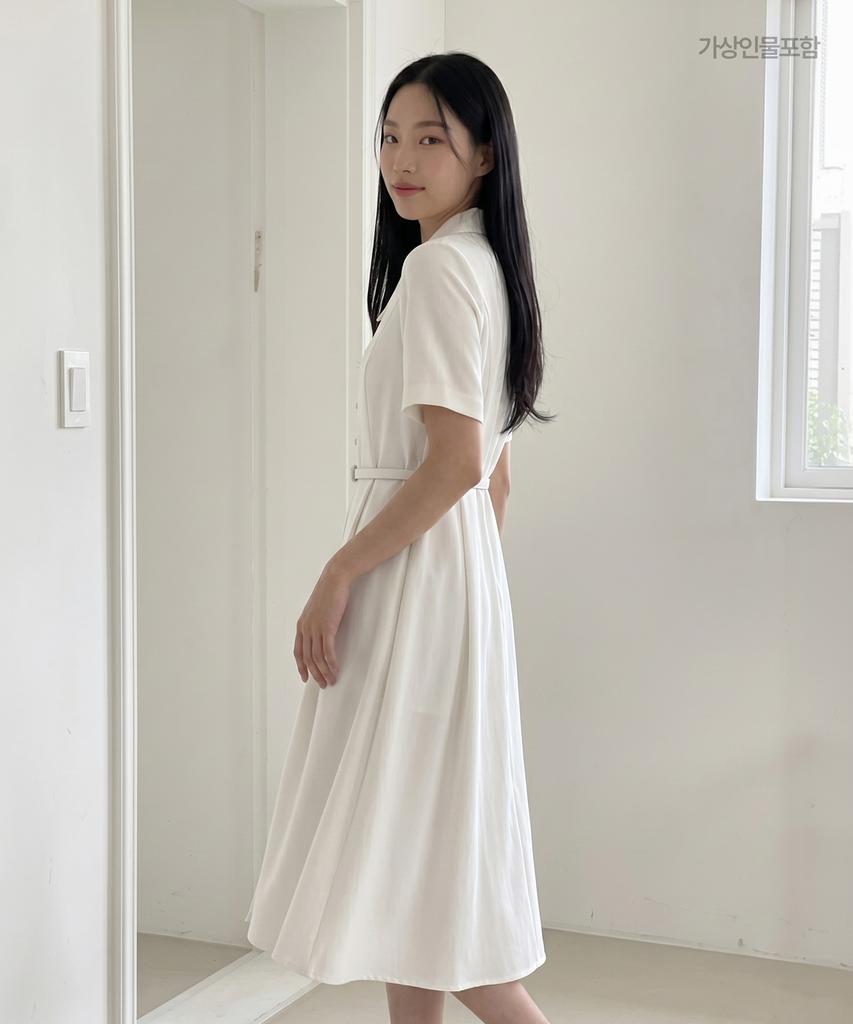 ROEM Short Sleeve Flare Long Dress Rmowg24S12