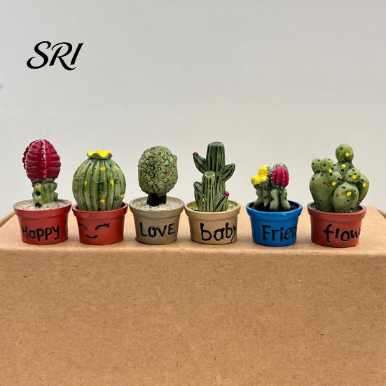 Magnetic Locker Accessory Cartoon Potted Cactus Fridge Magnet Resin 3D Mini Refrigerator Plants Kitchen Home Office Decoration Cabinet Decor