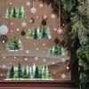 Watercolor Minimalist Fir Snow Festive Atmosphere Decoration for Balcony Glass Windows Beautifying Window Stickers