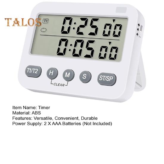 Temporizador digital duplo conveniente, alimentado por bateria, função de memória, ferramenta de gerenciamento de tempo para cozinha doméstica, resistente
