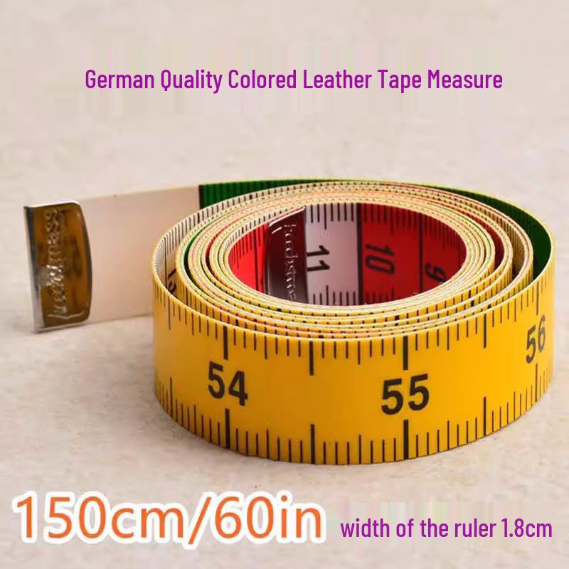 

1.5m German Leather Tape Measure with Button - Soft Ruler for Bust, Waist, Hips