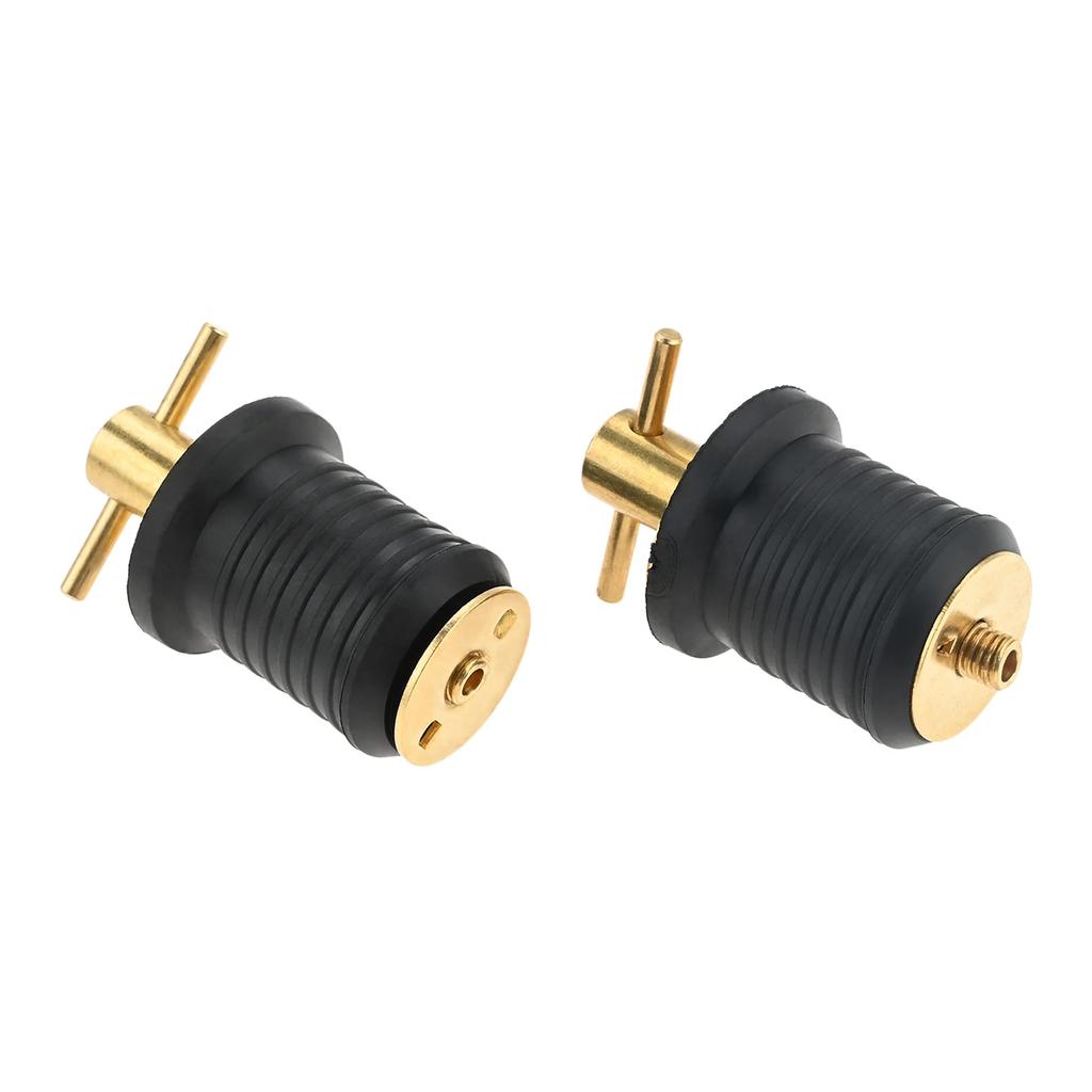 4Pcs Brass&Rubber Boats Twist Type T-Handle Drain Plugs for 1-Inch 25mm Diameter Drain Hole Marine Dinghy Yacht Boat Accessories