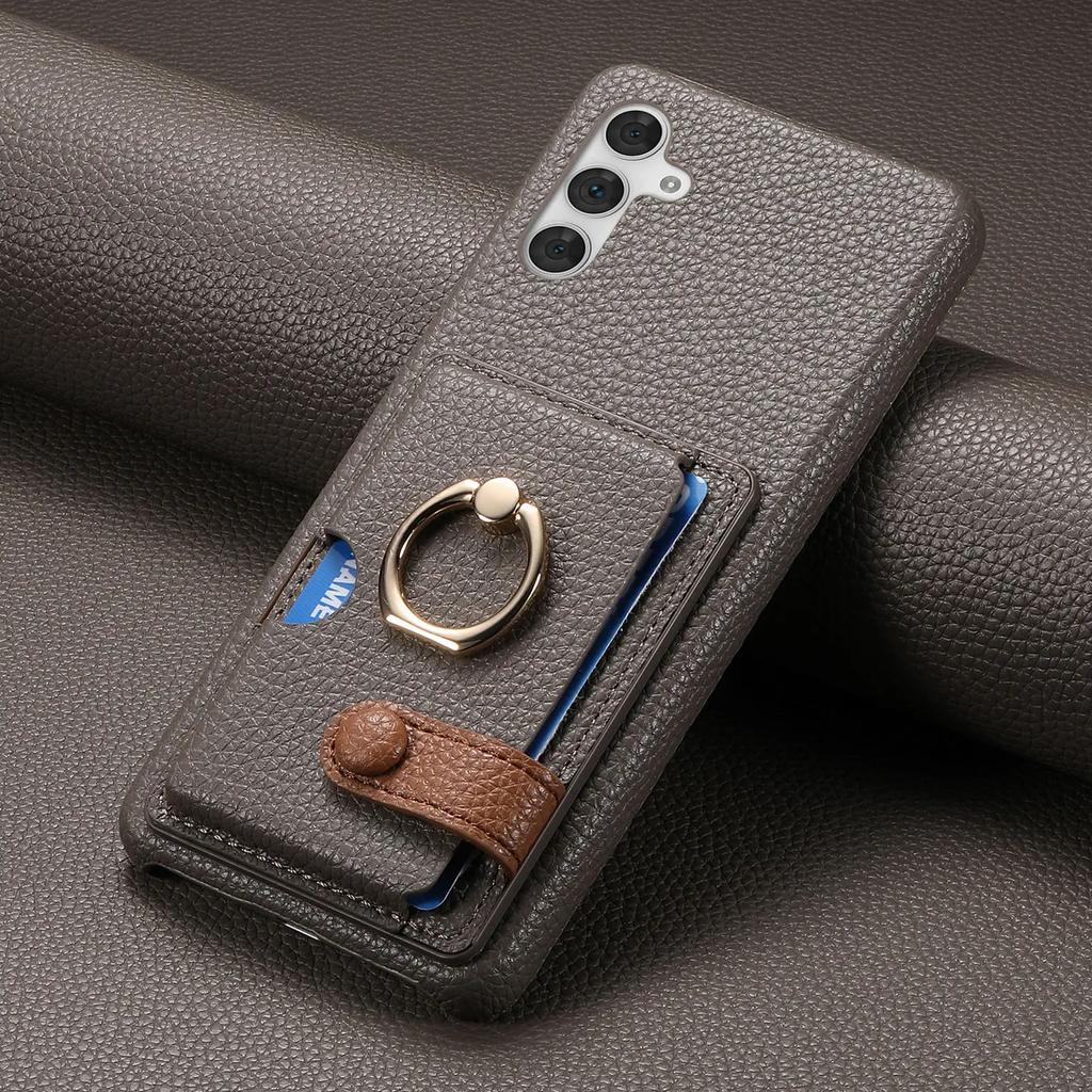 Ring Holder Leather Wallet Case for Samsung Galaxy S24 Ultra S25 Plus S23 FE S22 A06 A16 A36 A56 A15 A35 A55 Card Solt Cover
