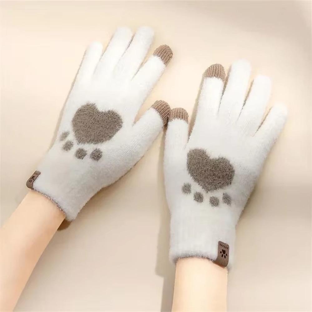 Fleece Lined Cat Paw Gloves Warm Winter Mittens New Touchscreen Gloves  Winter