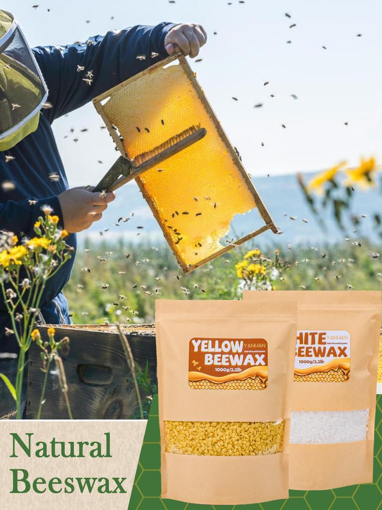 1000g/2.2lb Yellow Beeswax White Beeswax Material Soft Granular No Additives DIY Sccented Candle Making Supplies Wax Products