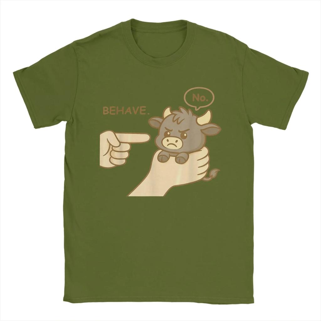 Unisex Tshirt Dishonest Cow Funny Cow Meme Behave No Cartoon Cotton Tee Shirt Short Sleeve T Shirt Round Neck Clothing