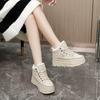 Toamnă și Iarnă Pantofi de Platformă Groși de Pluș pentru Femei, de Timp Liber, în Aer Liber, cu Top Înalt, Călduroși, din Bumbac, Cizme de Zăpadă