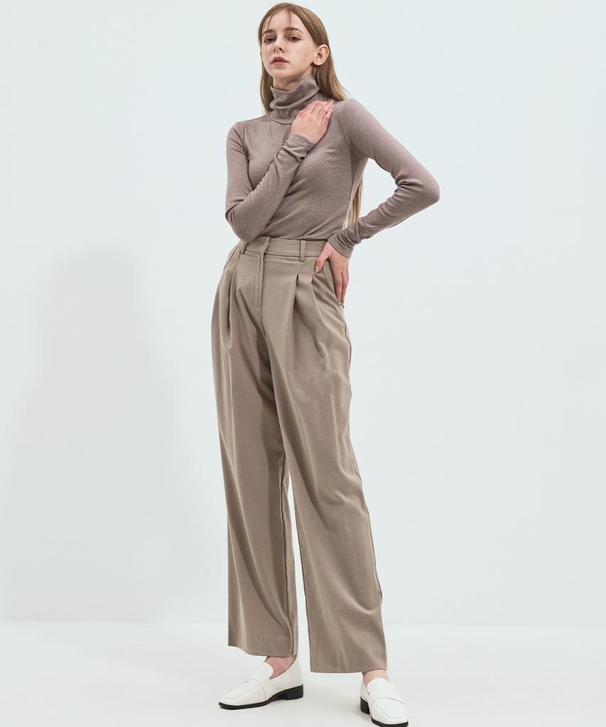 Solteuaenchokollis (Set-Up) Wool Wide Pintuck Slacks Beige 4W223V301