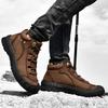 Fashion Men's Winter Boots Outdoor Warm Snow Shoes Men Casual Genuine Leather Sneakers 2024 Luxury Male Hiking Shoes Man Ankle Tooling
