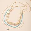 Bohemian Style Multi-Layer Clavicle Chain Necklace with Seed Beads and Shell Pendant for Women
