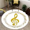 Golden Music Note Round Rug Shiny Metallic Instrument Design,Non-Slip Living Room Carpet,Luxurious Home Decor Gift for Musicians