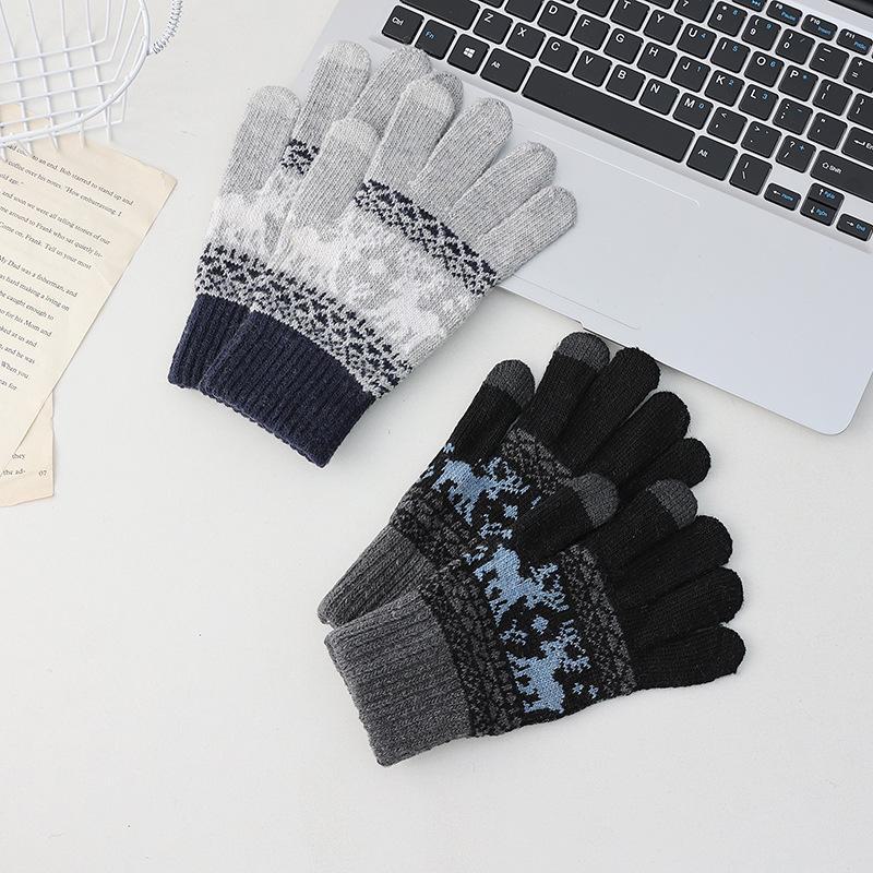 Women's Autumn & Winter Touchscreen Knit Cycling Gloves - Warm, Five-Finger Design, Perfect for Cold Weather and Christmas.