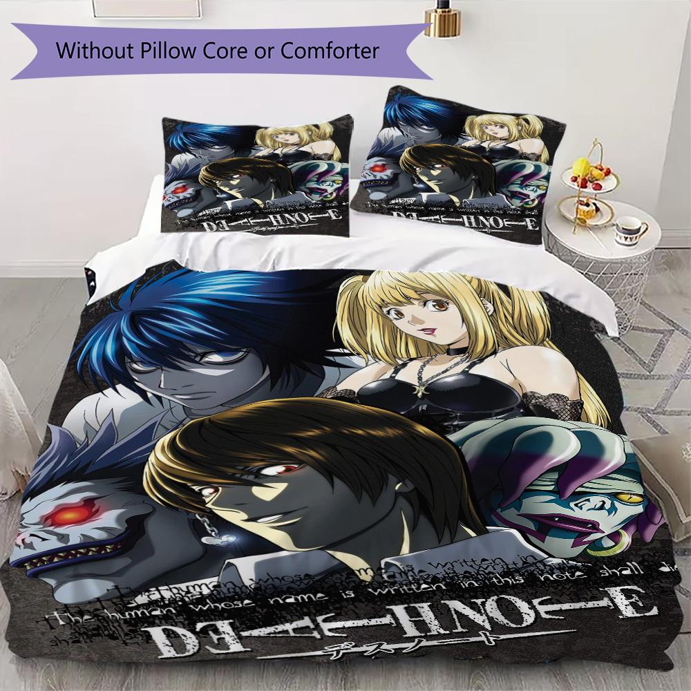 Death Note Pattern Bedding,Quilt Set Quilt Cover Pillowcase Home Birthday Gift (1*duvet Cover+2*pillowcase,without core)XSJT0917484
