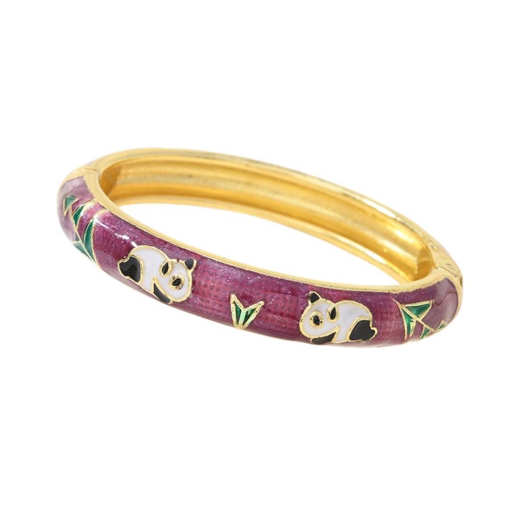 

Cartoon Panda Vintage Cloisonne Bangle Colorful Children s Hand Bracelet Jewelry Gifts прозрачный/фиолетовый