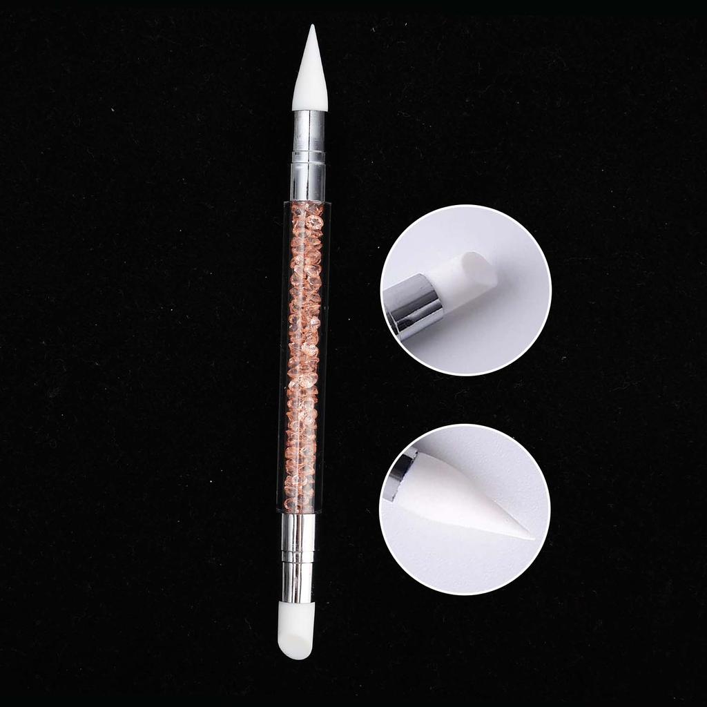 Double Head Silicone Nail Art Pen Carving Flower Sculpting Pen Adjustable Glue Stick Embossing Brush Professional Manicure Tools