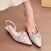 Mashed Taro Purple! Stylish Pointed Wrinkled Bow Bag Head Empty Sandals Women's 2025 Summer Korean Version Flat Sandals