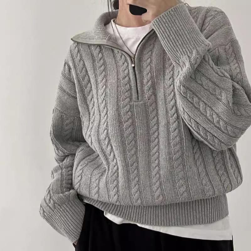 Women's Retro Wool Half-Zip Knitted Cardigan - Autumn Winter 2026
