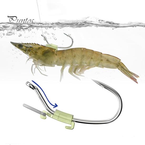10/20/30Pcs Luminous Live Shrimp Fixing Hook Heavy Duty Metal Barbed Fishhook Freshwater Saltwater Catfish Bass Fishing Hook Fishing Accessories