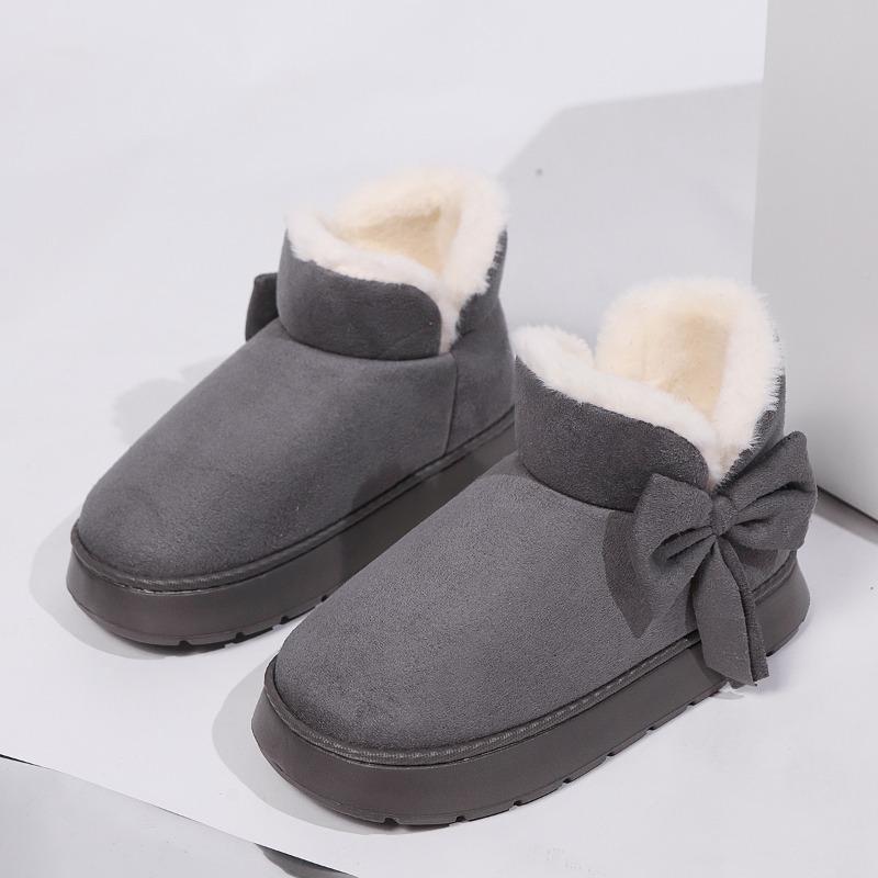 New Cotton Slippers: Fashionable Autumn/Winter Cotton Slippers for Men and Women with Bow Detail Indoor/Outdoor Oversized Warm Shoes