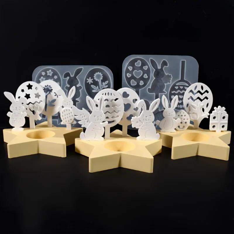 Top Quality Easter Bunny Egg Silicone Mold | Resin Gypsum Candle Handicraft Gift for Festival Decoration Home Desktop Atmosphere