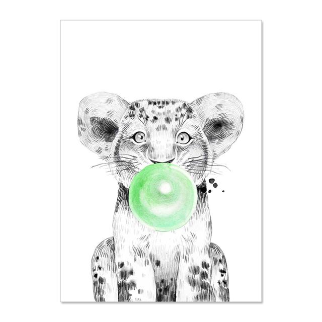 Nordic Animal Zebra Giraffe Blowing Bubbles Prints And Posters Wall Art Canvas Paiting Wall Pictures For Living Room Home Décor No Frame