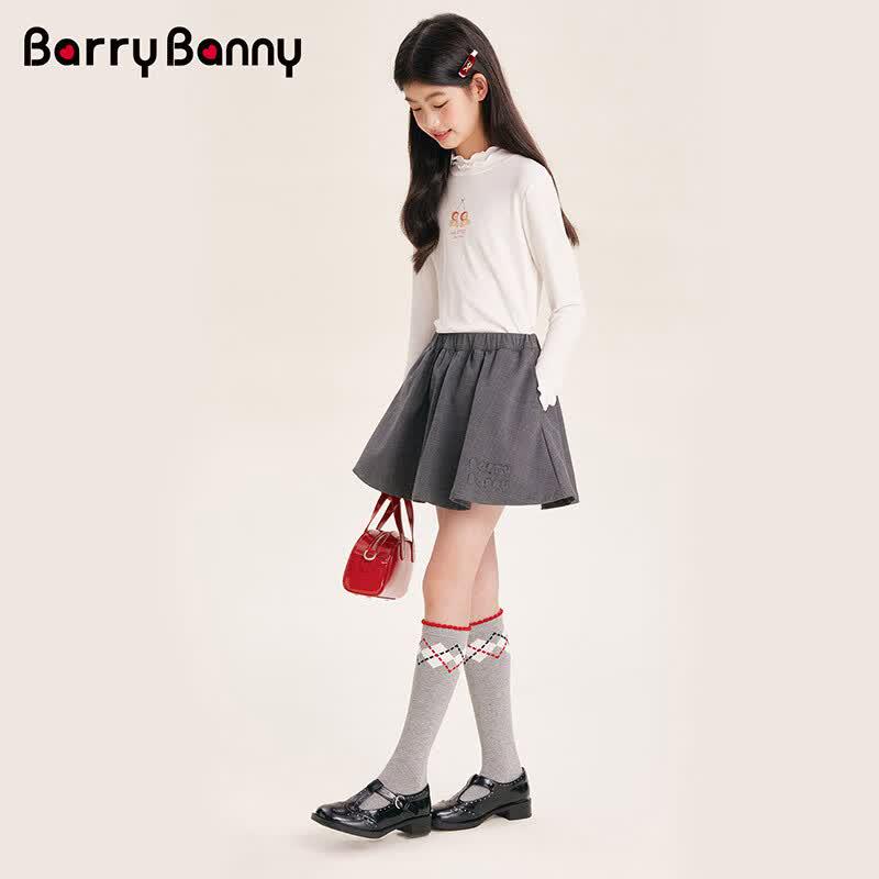 BARRY BANNY Girl's Ruffle Collar Long Sleeve Thin Base Layer T-Shirt